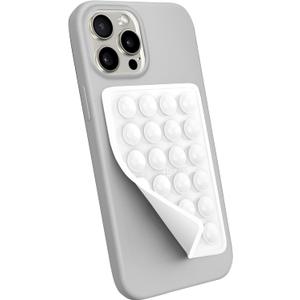 Suction Phone Case Mount, Silicon Adhesive Phone Accessory for iPhone and Android, Hands-Free Fidget Toy Mirror Shower Phone Holder, Tiktok Videos and Selfies (White)