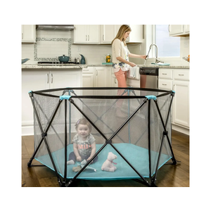 Regalo My Portable Play Yard Indoor and Outdoor, Washable, Aqua, 6-Panel, 48 Inch