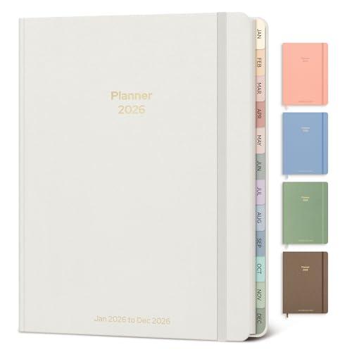 Verveorig 2026 Planner Weekly and Monthly, Jan.2026 - Dec.2026, Linen Hardcover Calendar 2026 Agenda Planner Daily To Do List Notebook with Monthly Tabs, 6" x 8.3", Elegant Ivory