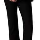 Motherhood Maternity Women's Super Stretch Secret Fit Over the Belly Ankle Straight Leg Pregnancy Dress Pants for Work (Large, Black)