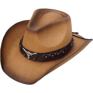 SoJourner Bags Men & Women's Cowboy Cowgirl Hat - Western Hats for Women, Adjustable Cowboy Hat Men with Wide Brim (Brown Longhorn) SoJourner Bags Men & Women's Cowboy Cowgirl Hat - Western Hats for Women, Adjustable Cowboy Hat Men with Wide Brim (Brown Longhorn)