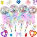 24 Pack Giant Rainbow Stationery Set Party Favors & Goodie Bags for Kids, Return Gifts for Birthday Party, Classroom Rewards Prizes & Gifts Exchange for Students, Back to School Stationery Gift.