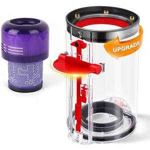 Upgraded Canister Compatible with Dyson V11 V15 SV14 SV15 SV22 Vacuum Cleaner Dust Bin, for Bin Part no. 970050-01 and Part no. 965443-01 with HEPA Filter