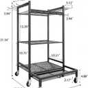 Garden Tool Organizer Rack with Wheels Up to 30-35 Tools, Heavy-Duty Steel Yard Tool Organizer for Garage Storage with 11 Hooks, Broom Holder & Garden Tool Rack for Shed, Patio, Lawn, Outdoor, Black