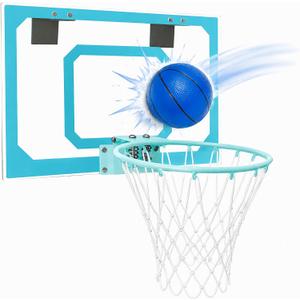 Mini Basketball Hoop Indoor – Over Door Basketball Set w/ 17"x11" Shatterproof Backboard, Foam-Padded Door Protection, Quiet Slam Dunk, 3 Mini Balls & Pump, No Tools Required