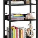 Hosfais Book Shelf Small Bookshelf: 3-Tier Wood Bookcase Industrial Bookshelf with Edge Protection Metal Narrow Bookcase Storage Organizer Display Rack for Bedroom Home Office (Modern Black)
