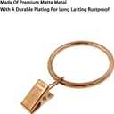 Curtain Ring with Clips,Iron Drapery Clips Hooks,TTZEZE Rustproof Curtain Clip Rings Hooks,30PCS Curtain Hooks for Curtain Rod Dia.45mm/1.77'' THK 4mm/0.16'', Rose Gold