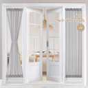 HOMEIDEAS Non-See-Through French Door Curtains Set of 2 for Front Door, Light Filtering Privacy Semi Sheer Window Curtains with Rod Pocket and Tie Back, Light Grey, 26W X 72L Inch (26"W x 72"L (Pack of 2))