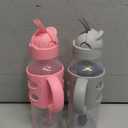 Dr. Brown's Milestones Narrow Sippy Straw Bottle, Spill-Proof with 100% Silicone Handles and Weighted Straw, 8 oz/250 mL, Gray/Pink, 6m+