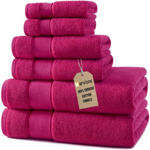 Marvione Bath Towels Set 6 Piece, 100% Turkish Cotton Luxury Towels, 27 x 54 inches
