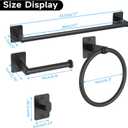 KLJKPA Matte Black Bathroom Accessories Set, 4 Pieces Bathroom Hardware Set, 16 inch Towel Bar, Towel Racks for Bathroom, Robe Towel Hooks, Toilet Paper Holder Wall Mounted