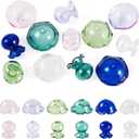 FASHEWELRY 12Pcs Transparent Flower Glass Beads Caps 6 Colors Crystal Wind Bell & Trumpet Flower Beads Set Jellyfish Bead for Craft Wind Chimes Tassels Drop Earring Jewelry Making