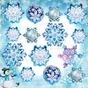 JOICEE 14pcs Snowflake Balloons Snowflake Frozen Balloons for Christmas Winter Wonderland Party Decorations,Snowflake Aluminum Foil Mylar Balloons for New Year Birthday Theme Party Supplies.