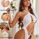 Avidlove Sexy Lingerie For Women Lace Teddy Bodysuit Cut Out One Piece Mini Babydoll (White, S)