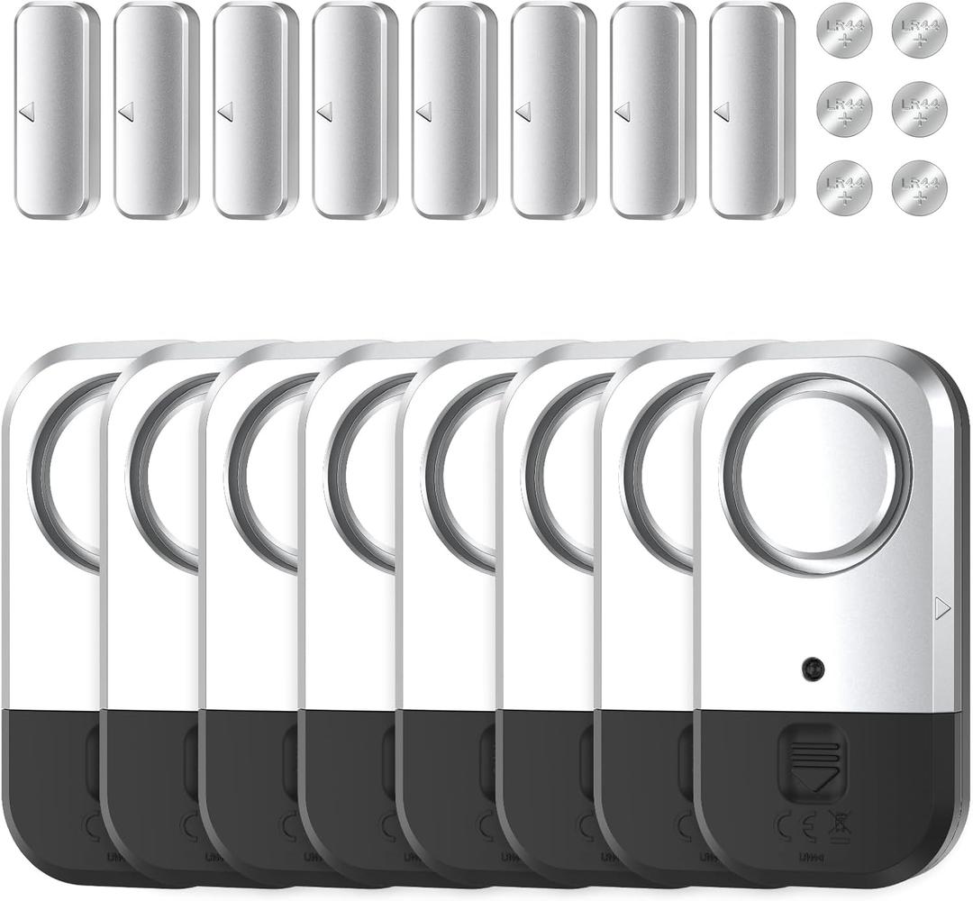 Door Window Alarm Sensors - Door Alarms for Kids Safety, Door Alarms for Home Security, for Home, Office, Store, Garage, Dorm Room, Apartment, RV, 8 Pack (Silver Gray)