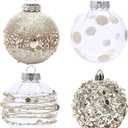 Clear Christmas Ball Ornaments for Christmas Tree Decorations Hanging Balls 8 Pcs 3.15" Glitter Crystal Champagne Shatterproof Christmas Ornaments Balls Set for Xmas Wedding Party Holiday Home Decor