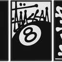 Trendy 8 Ball Black And White Wall Art Minimalist Dice Poster Y2k Urban Pop Canvas Print Set Of 3 Teen Room Dorm Wall Decor For Bedroom Living Room Office 8X12 in Unframed