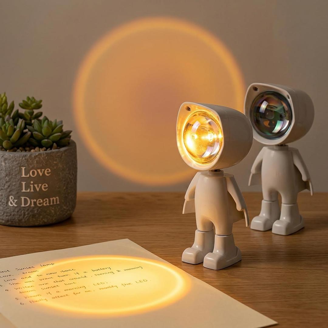 Premium Sunset Projection Lamp,Adjustable Brightness Touch Control LED Night Light,360 Rotating Astronaut Design Ambient Light for Bedroom Decor, Party, Photography,Rechargeable & USB Powered