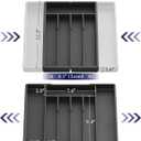 2 x Kitsure Silverware Organizer for Drawers - Expandable Cutlery and Utensil Drawer Organizer with Easy Maintenance, Premium PP Kitchen Organizers and Storage for Flatware, Black, 13.2" x 12.2" x 1.6" (Medium)