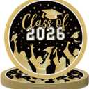 2026 Graduation Party Decorations, 50 Count Paper Plates for Congratulation Party Decor Supplies, Disposable Dinner Plates for College, High School, PhD, Nurse, Law School Graduations, 9 inch