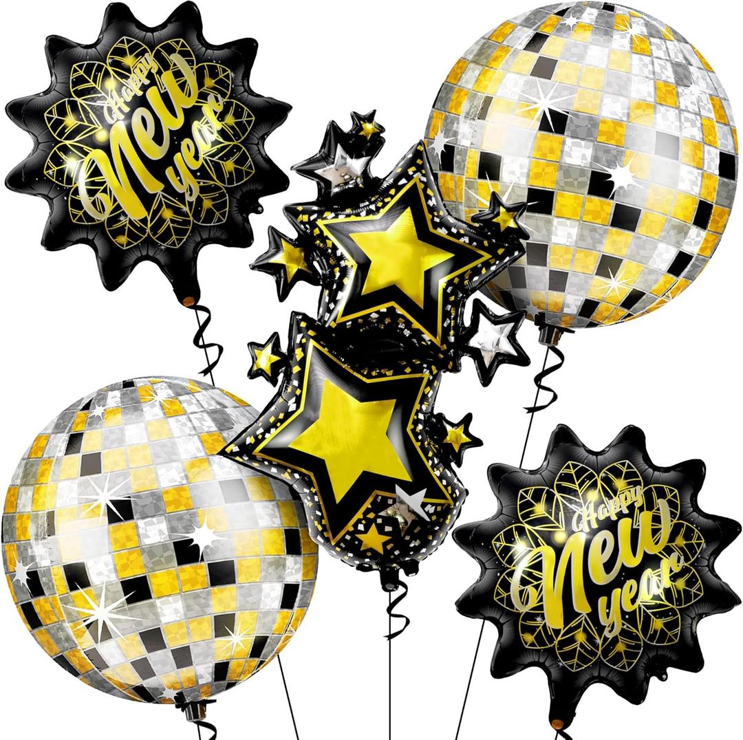 KatchOn, Giant New Years Eve Balloons Kit - Pack of 5 | Happy New Year Balloons for Happy New Years Decorations 2026 | New Years Eve Party Supplies 2026 | Nye Balloons