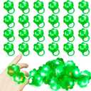 30 Pack Shamrock LED Light Ring St. Patrick's Day Green Four Leaf Clover LED Light Up Ring st patricks day Party Rings Accessories