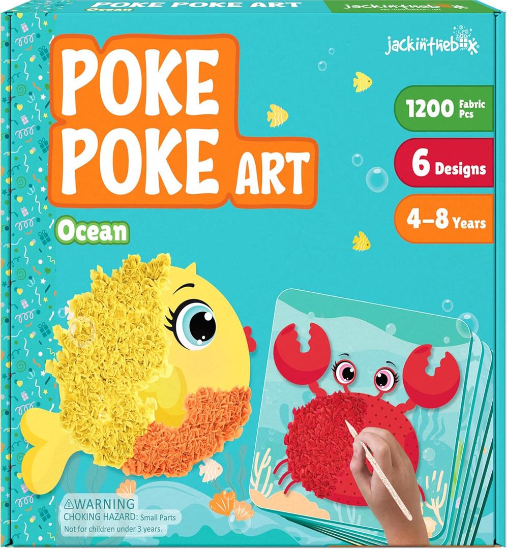 jackinthebox Poke Poke Art  Ocean Theme, Mess-Free Fabric Art and Craft, Flower Pressing Kits, Gift for Kids, Toys for Girls and Boys Ages 4 5 6 7 8