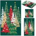 Preboun 3 Pack Christmas Hand Towels Set - Green Xmas Trees Washcloth for Bathroom, Kitchen, Hotel, Beach, Gym, Spa (Colorful)