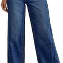 Sidefeel Women's Wide Leg Jeans High Waisted Stretchy Raw Hem Zimbaplatinum Denim Pants, Size 8