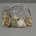 Weldomcor Artificial Floral Wreath for Front Door Floral Hoop Wreath Decor with White Flowers Green Leaves Garland Spring Wall Window Home Hanging Decorations