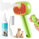 Pet Steam Brush for Dog &Cat, 3-in-1 Self-Cleaning Dog Brush Pet Spray Hair Removal Comb, 2 Spray Modes Rechargeable Deshedding Dog Steam Spray Hair Brush for Shedding Massaging Cleaning (Green)
