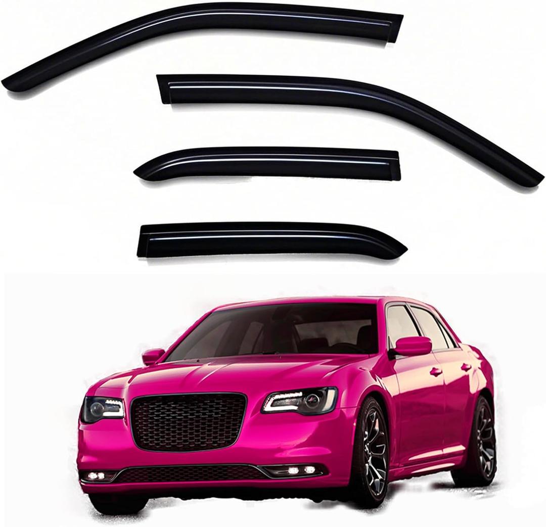 Window Visors Rain Guards fits 2011-2023 C-hrysler 300, Out-Channel Window Wind Deflectors Vent Shades Accessories, Dark Smoke 4 Pcs2012 2013 2014 2015 2016 2017 2018 2019 2020 2021 2022