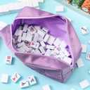 Empty Mahjong Bag Thickened American Mahjong Tiles Bag with Zipper Storage Pouch for Board Game Pieces Game Party Travel Gatherings Accessories, 10.4''x5.6'', Case Only(Tiles,Purple)