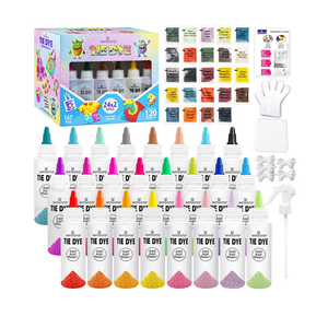 Pack Of 2 24 Colors Tie Dye Kit, Tie Dye Set for Kids, Pre-Filled Bottles, Non Toxic Permanent Fabric Dye Art Set, Easy DIY Fabric Art - Create Fun (24 Colors)