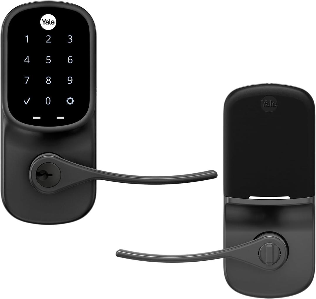 Yale Assure Lever, Black Suede Wi-Fi Connected Touchscreen Smart Keypad Door Lock with Handle for Front Entry Door, YRL226-WF1-BSP