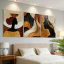 Framed Boho African American Wall Art Black Woman Canvas Print Gold Vintage Abstract Black Female Painting Picture Wall Decor for Living Room Bedroom Office 16x24 Inches