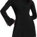 Topcloset Women's Fall Long Sleeve Mini Dress Boat Neck Going Out Cocktail Bell Sleeve Dresses Date Night Outfits,  M