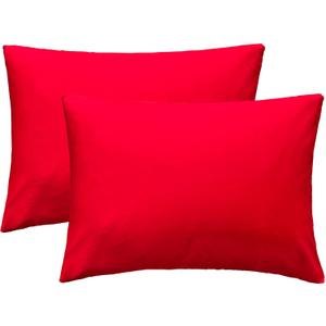 iMaylex Soft 100% Egyptian Cotton Zipper Closure Pillowcases, Valentines Day Gifts,Cozy and Lightweight Pillow Case, Set of 2, Red, King, 20" x 36"