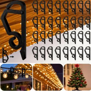 120 Pcs Christmas Light Clips Outside Gutter Hooks - Plastic Holiday Gutter Light Weatherproof Hooks for Halloween Christmas Roof Tree Hanging Outdoor Decoration String Lights (Black)