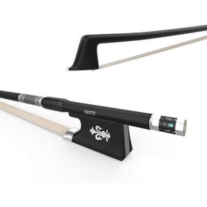 Viotti Carbon Fiber Violin Bow, Hand Crafted by Professional Violin & Bow Makers, Strong, Stiff & Well Balanced, Made with Mongolian Horse Hair, For Violinists & Fiddlers of All Skill Levels (Fleur de lis)