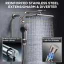 Veken 11.8" Brushed Nickel Rain Shower Head with Handheld, High Pressure Handheld Shower Heads with Multi Spray Modes,Rainfall Combo with 15" Metal Extension Arm,Detachable Dual Shower,Regaderas Para