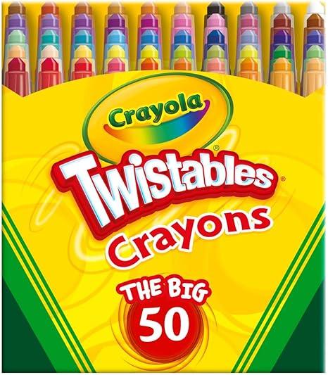 Crayola Mini Twistables Crayons for Kids (50ct), Essential Easter Basket Stuffers, No Peel Crayons for Coloring Books, Gift for Toddlers & Kids, Arts & Crafts Supplies, 3+