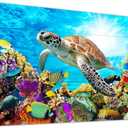 Family Wall Decor For Bedroom Family Canvas Wall Art For Bathroom Sea Turtles Wall Pictures Artwork Office Canvas Art Blue Ocean Wall Painting Modern Living Room Kitchen Home Decorations 16x24 Inch (24L" x 16W", The Turtle Picture 1 Piece)