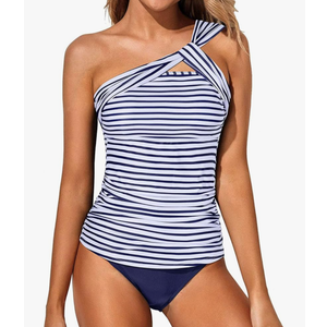 Tempt Me Two Piece Tankini Bathing Suits for Women One Shoulder Swim Top with Bottom Swimsuits Size S