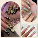 3D Cross Nail Charms,Gold Flat Back Nail Pearls Beads for Crafting,Cute Nail Charms Y2k Rhinestones Jewelry for Nail Art Flower Virgin Mary Religious Charms Gems Bulk Nail Chains (Gold)
