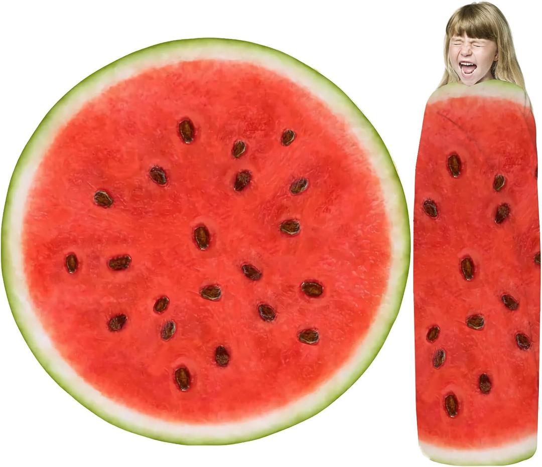 Watermelon Blanket, Funny Food Blanket for Adults & Kids, Realistic 36 Inch Round Throw (Color18)