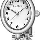 Diaofendi Petite Gold Watches for Women Vintage Bracelet Wrist Watch Luxury Ladies Oval,Fashion Dress Quartz Watch with Tools Include,Waterproof (Silver shell-white)