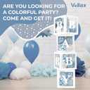 44-Piece Baby Shower Decorations for Boy or Girl - 4 Boxes with Letters and 32 Balloons - Dusty Blue and White (Boho Aesthetic) - Gender Reveal Party Supplies - Photo Shoot Backdrop