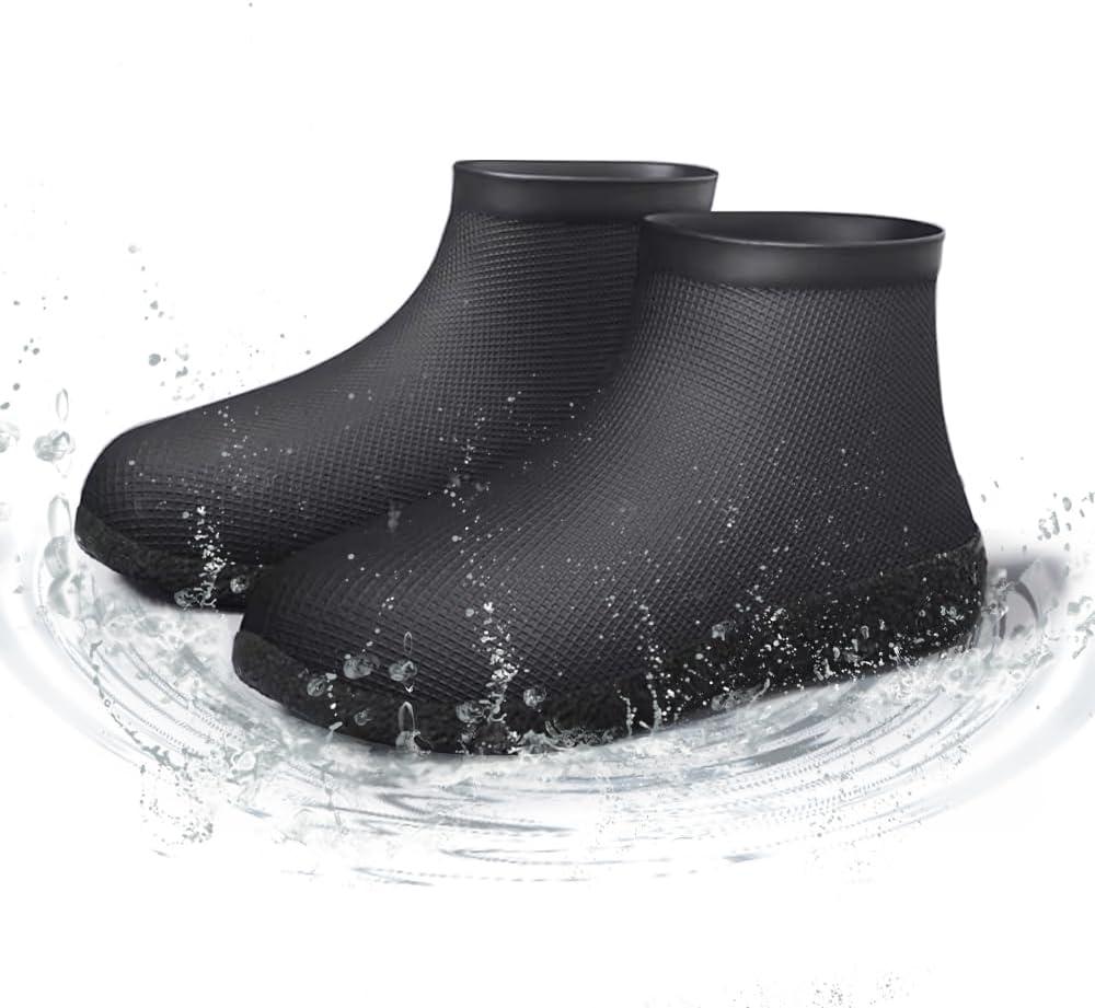 2 x Waterproof Shoe Covers Upgraded,Rain Shoe Covers Reusable Silicone Non Slip Shoe Covers for Outdoor,Rain Shoe Covers for Women and Men (X-Large, Black)