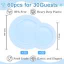FLOWERCAT 60PCS Light Blue Heavy Duty Plastic Disposable Party Plates Set 30pcs 10.25 Dinner & 30pcs 7.5 Dessert Plates Durable Blue Tableware for Easter Parties, Wedding, BBQ & Baby Shower